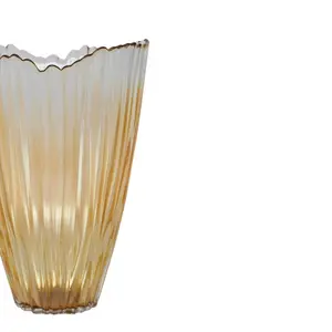 Amber Rippled Glass Vase H25Cm W14.5Cm