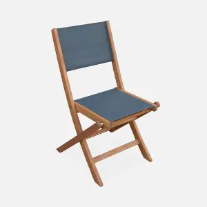 sweeek. Pair of foldable wooden garden chairs Almeria Anthracite 50x58.7x89 cm