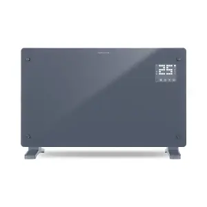 WiFi Smart Electric Glass Panel Heater 2000W Wall Mounted Or Free Standing Grey