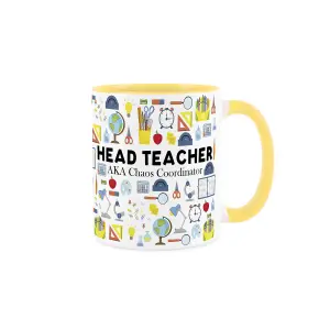 Head Teacher Mug - Humorous School Teacher Funny Novelty Careers Gifts - Tea/Coffee Hot Drinks Yellow Ceramic Cup Present