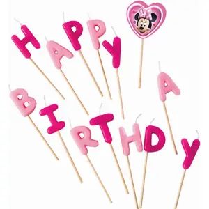 Disney Minnie Mouse Happy Birthday Candle (Pack of 14) Pink (One Size)