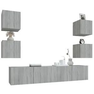 Berkfield 6 Piece TV Cabinet Set Grey Sonoma Engineered Wood