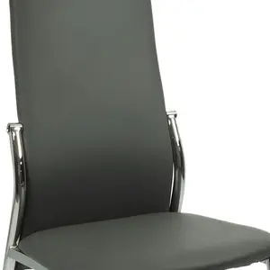 Nova Faux Leather Dining Chair In Grey With Chrome Legs And Sides