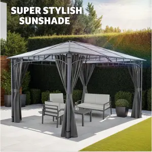 Gazebo Caracas - 3 x 3 m, 4 side panels, weather & UV-resistant, translucent roof - grey