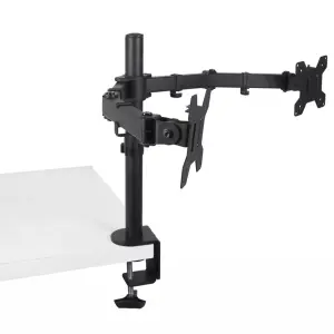 Double Twin Arm Desk Mount TV LCD Monitor Computer Screen Bracket Dual 13"-27"