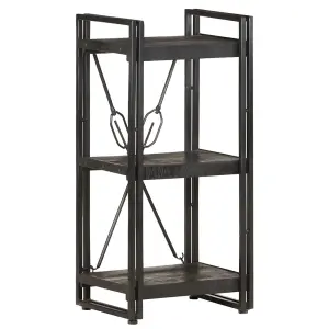 Berkfield 3-Tier Bookcase Black 40x30x80 cm Solid Mango Wood