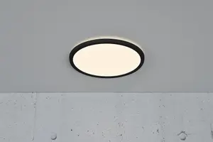 Nordlux Oja 29 IP54  3000/4000K 3-Step Bathroom Ceiling Light in Black 29.4cm Diameter