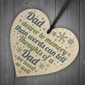 Red Ocean Memorial Christmas Tree Bauble DAD Grave Wooden Hanging Heart Decoration Sign