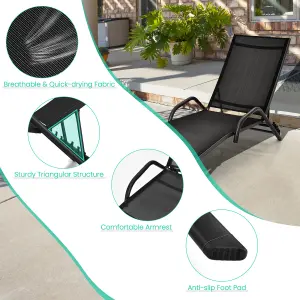 Costway Set of 2 Outdoor Chaise Lounge Chairs 5-Position Adjustable Recliners Sun Lounge