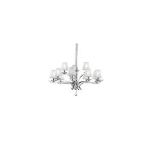 Luminosa Pegaso  12 Light Crystal Multi Arm Chandelier Chrome, White Finish, E14