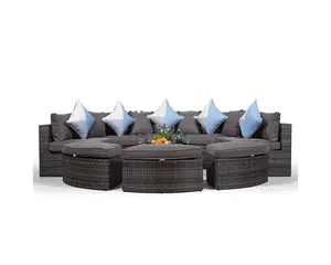 Monaco Luxury Large Rattan Garden Sofa Set - Grey