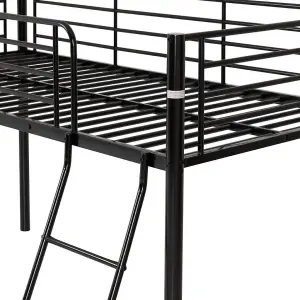 Kora Mid Sleeper Metal Bed Frame in Black Finish fits  3ft Single Mattress