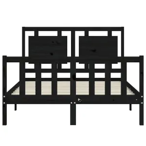 Berkfield Bed Frame with Headboard Black 120x200 cm Solid Wood