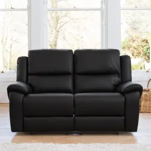 Brookhaven 162cm Wide Black Bonded Leather 2 Seat Electric Reclining Sofa with Independently Reclining Left and Right Hand Seats