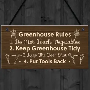 Greenhouse Rules Sign Hanging Garden Shed Sign Gift For Family Home Gift For Him Her