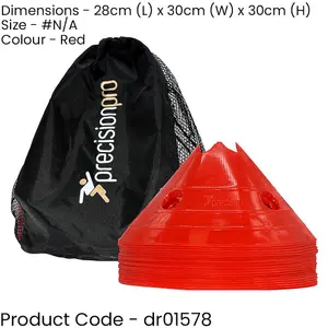 20 PACK 12x7 Inch Giant Saucer Cone Marker Set - RED Football Pitch Training