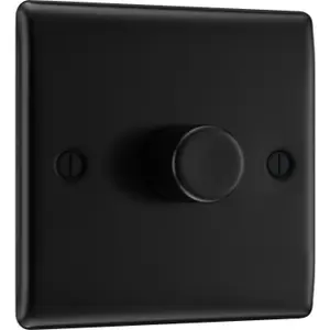 BG Nexus Metal 200W Single Wall Dimmer Switch, 2 Way, Matt Black