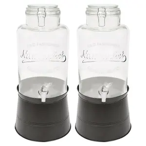 Rink Drink Glass Drinks Dispensers with Tap & Black Bucket Stand - 8.7L - Pack of 2