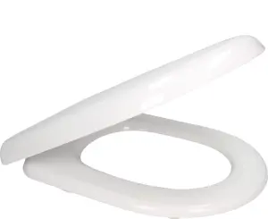 Premier White Soft Close WC Toilet Seat D Shape Top Fix Adjustable Hinges Chrome