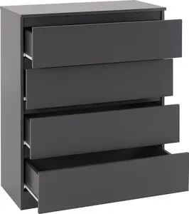 Malvern 4 Drawer Chest Grey Recessed Handles Metal Runners