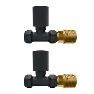 Nes Home Modern Matte Black Brass Thermostatic Radiator Valve Straight