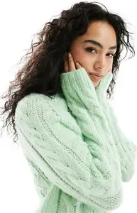 ASOS DESIGN Fitted Jumper In Pointelle Stitch In Sage-Green - Green (Size: L)