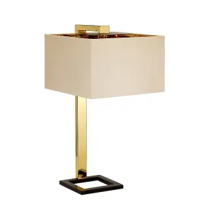 Table Lamp Beige Shade Dark Brown Polished Gold LED E27 60W Bulb