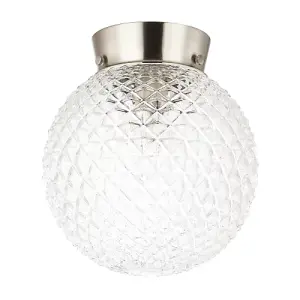 Elegant and Sleek Globe IP44 Bathroom Ceiling Light Fitting in Satin Nickel