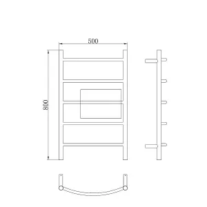 Rinse Bathrooms Electric Heated Warmer Heated Towel Rail Wall Mounted Stainless Steel Curved - 800x520mm Chrome