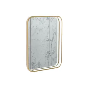 Sensio Aspect Brass effect Rectangular Wall-mounted Bathroom Illuminated mirror (H)70cm (W)50cm