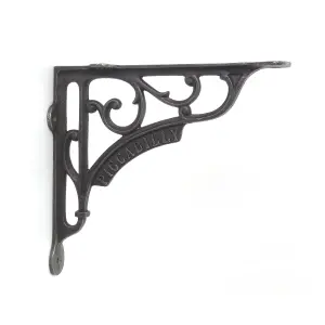 Oakcrafts - Pair of Antique Cast Iron London Piccadilly Shelf Bracket - 195mm x 180mm