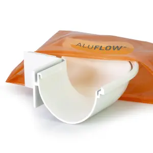 Aluflow White Half round 90° External Gutter angle, (Dia)140mm