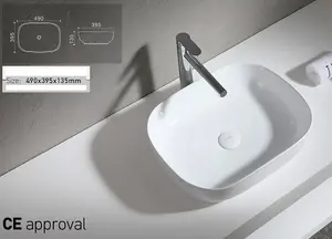 Countertop Basin Sink Oval 490mm X 395mm White Ceramic 49cm Sit On Quality Bathroom UP (Only Basin Included)