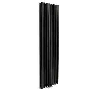 Nes Home 1800 x 480 mm Central Connection Vertical Designer Radiator Black Double Oval Tube