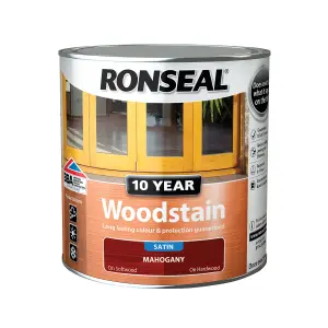 Ronseal 10 Year Mahogany Satin Quick dry Doors & window frames Wood stain, 2.5L