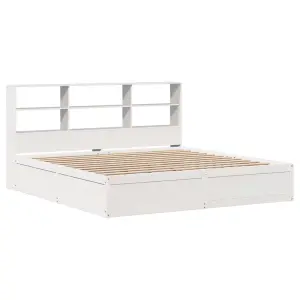 Berkfield Bed Frame without Mattress White 200x200 cm Solid Wood Pine