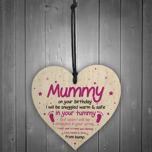 Red Ocean Mummy To Be Gifts For Birthday Wooden Heart Gifts From Bump Baby Girl Gifts