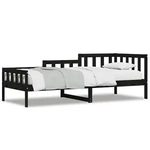 Berkfield Day Bed Black 90x190 cm Solid Wood Pine