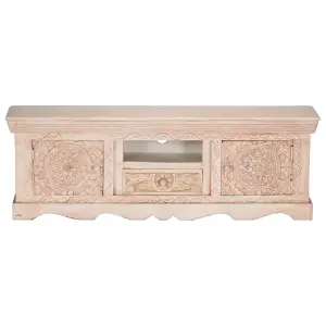 Berkfield TV Cabinet White 120x30x40 cm Solid Mango Wood