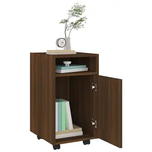 Berkfield Side Cabinet with Wheels Brown Oak 33x38x60 cm Engineered Wood