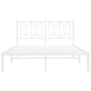 Berkfield Metal Bed Frame without Mattress with Headboard White 140x190cm