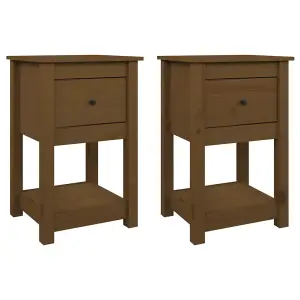 Berkfield Bedside Cabinets 2 pcs Honey Brown 40x35x61.5cm Solid Wood Pine