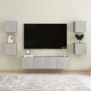 Berkfield 6 Piece TV Cabinet Set Concrete Grey Engineered Wood