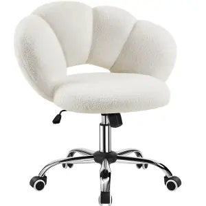 Yaheetech Upholstered Desk Chair with Cloud Shaped Backrest - White