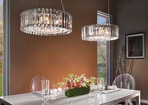 8 Bulb Chandelier Hanging Pendant Ceiling Light Chrome LED G9 3.5W Bulb