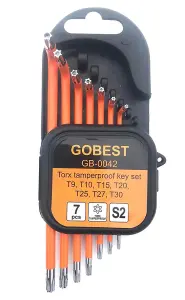 GOBEST tamperproof security short torx key set T9-T30 S2 steel (GB-0042)