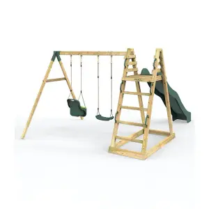 Rebo Children's Wooden Pyramid Activity Frame with Swings and 10ft Water Slide - Cora Linn