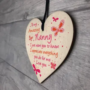 Nanny Gift For Birthday Christmas Wooden Heart Gift For Her From Grandchildren Keepsake