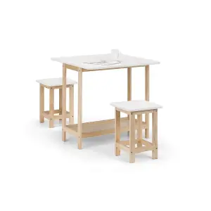 Compact Wooden Bar Set (Table + 2 Stools)