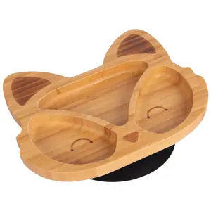 Tiny Dining - Children's Bamboo Suction Fox Plate - Black